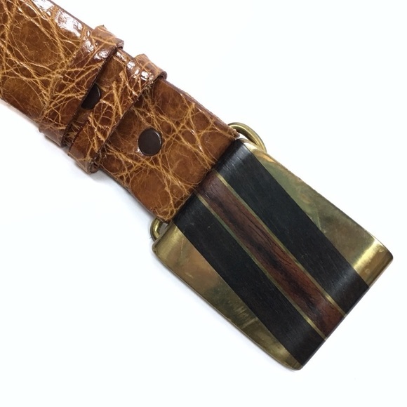 VINTAGE Belt Genuine Alligator Steerhide Buckle Southwestern Western Rodeo 28 main image 4